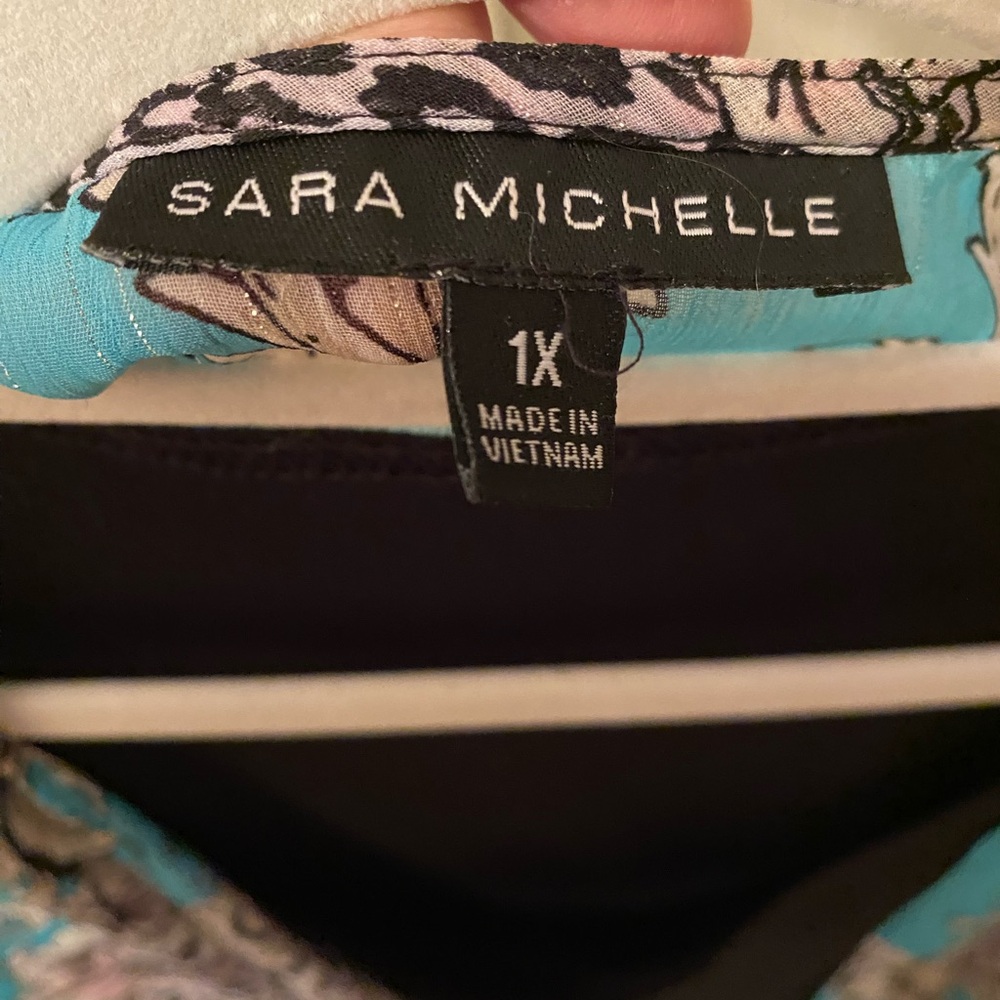 Sara Michelle Womens 1X Top W/Attached Tank Multicolor - Picture 4 of 8